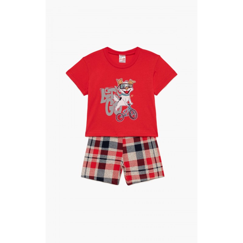 Minerva - Βρεφική Πυτζάμα Καλοκαιρινή για Αγόρι Let's Go (1-4 ετών)