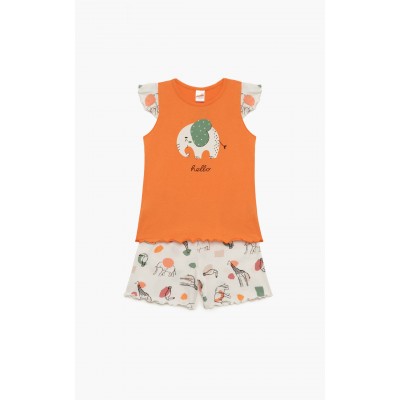 Minerva - Παιδική Πυτζάμα για Κορίτσι Κοντομάνικη Safari (4 έως 10 ετών)