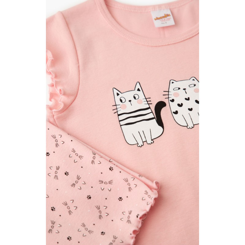 Minerva - Παιδική Πυτζάμα για Κορίτσι Αμάνικη Kitty Rib (4 έως 10 ετών)