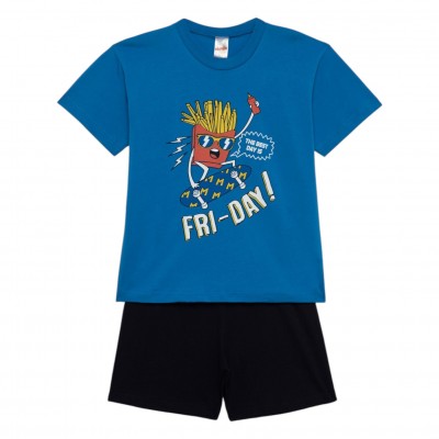 Minerva - Παιδική Πυτζάμα για Αγόρι Κοντομάνικη Fri-Day (4 έως 10 ετών)
