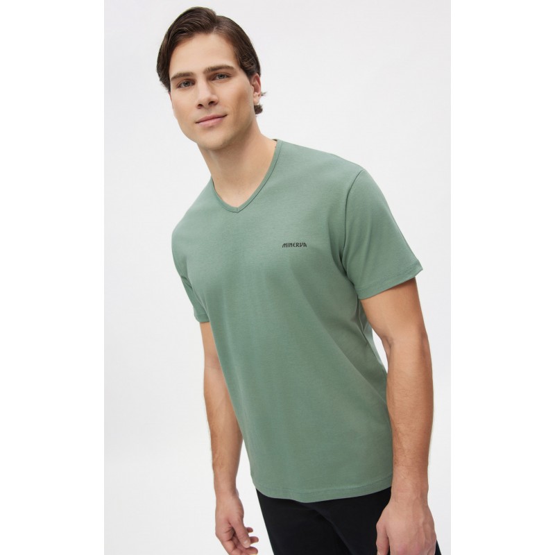 Minerva - Ανδρική Basic Καλοκαιρινή Πυτζάμα Κοντομάνικη V Λαιμόκοψη