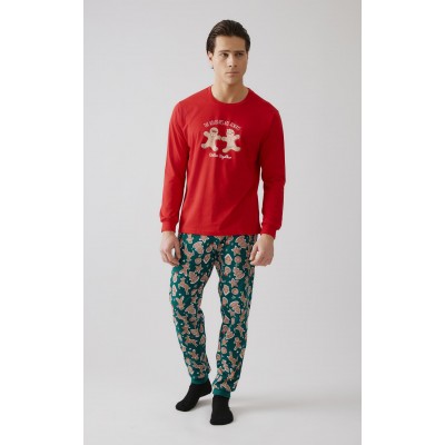 Minerva - Unisex Χειμερινή Χριστουγεννιάτικη Πυτζάμα X-MAS BISCUIT Plus Size 3XL