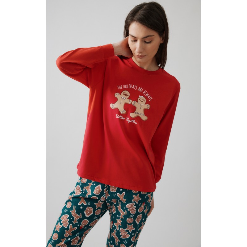 Minerva - Unisex Χειμερινή Χριστουγεννιάτικη Πυτζάμα X-MAS BISCUIT Plus Size 3XL