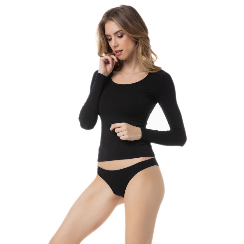 Minerva - Fimelle Μακρυμάνικη Γυναικεία Φανέλα με Ανοιχτή Λαιμόκοψη Modal