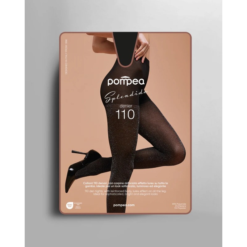 Pompea - CL Splendido Γυναικείo Αδιάφανο Ελαστικό Καλσόν 110Den με Ασημί Λούρεξ και Διάφανη Μύτη