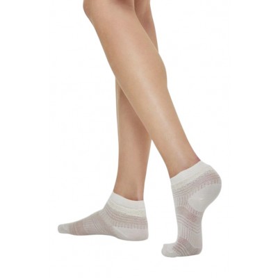 Pompea - CZ Marzamemi Γυναικεία Βαμβακερή Ημίκοντη Μερσεριζέ Κάλτσα με Διάτρητο Σχέδιο