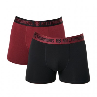 ANTETOKOUNBROS - Ανδρικά Εσώρουχα Boxer 2-Pack Μαύρο/Μπορντώ
