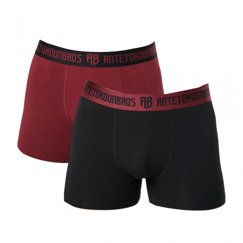 ANTETOKOUNBROS - Ανδρικά Εσώρουχα Boxer 2-Pack Μαύρο/Μπορντώ