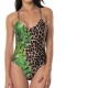 ACQUADICOCCO - Γυναικείο Μαγιό Ολόσωμο με Τσαντάκι Intero Classico Green Animal