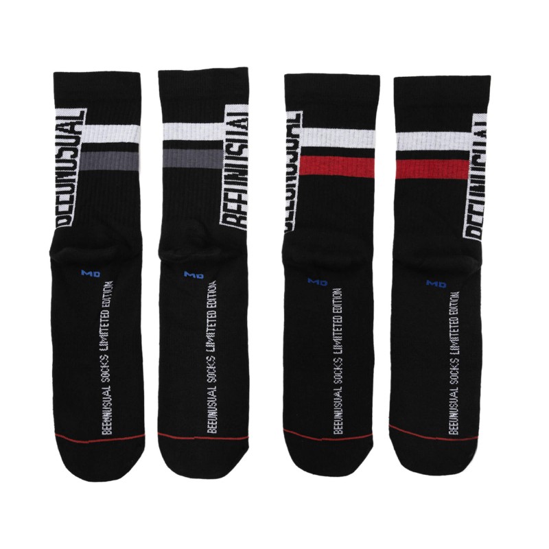 BEE UNUSUAL - “Original” Solid Crew 2pack Black Socks