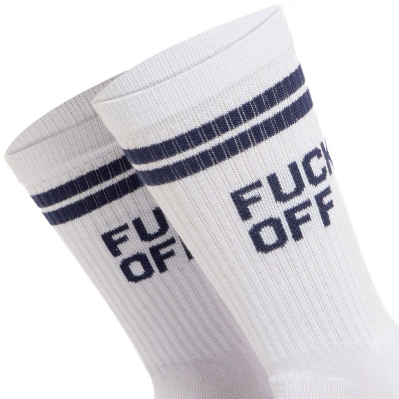 BEE UNUSUAL - “Fuck Off” White Future Dusk Socks