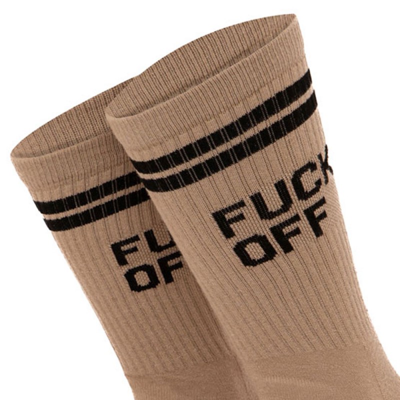 BEE UNUSUAL - “Fuck Off” Beige Socks
