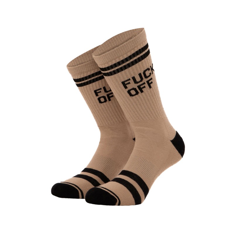 BEE UNUSUAL - “Fuck Off” Beige Socks