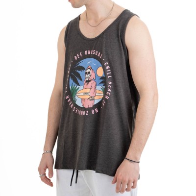 BEE UNUSUAL - Ανδρική Αμάνικη Μπλούζα No Zombies Tank Top Grey