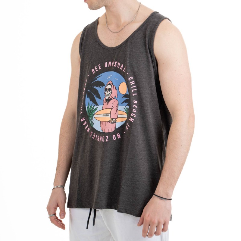 BEE UNUSUAL - Ανδρική Αμάνικη Μπλούζα No Zombies Tank Top Grey