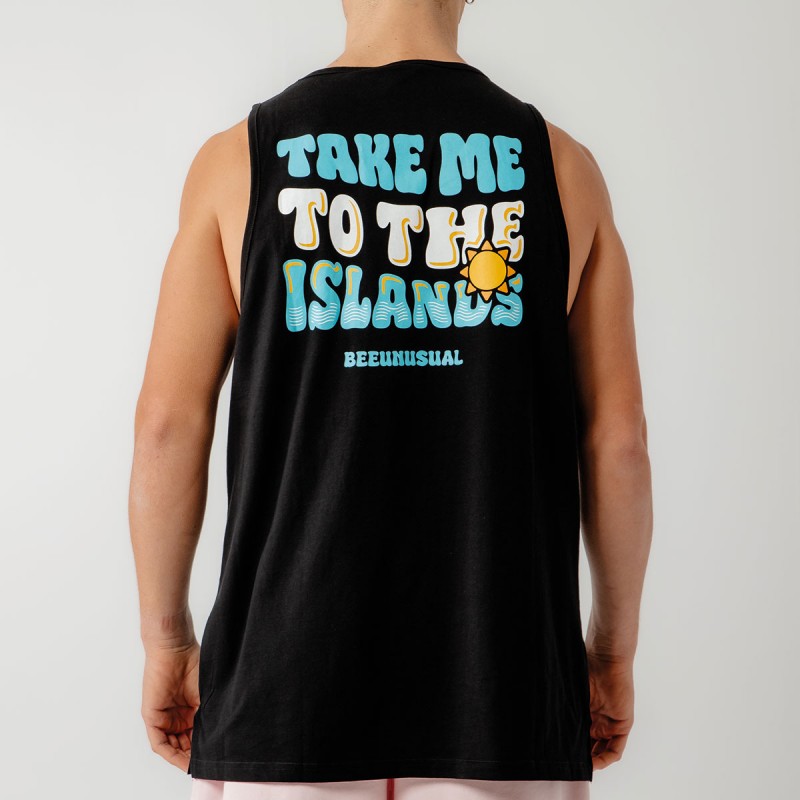 BEE UNUSUAL - Ανδρική Αμάνικη Μπλούζα Take Me To The Islands Tank Top Black