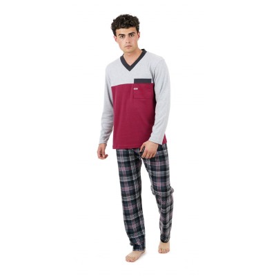 Billy - Ανδρική Χειμερινή Πυτζάμα με V Λαιμόκοψη 100% Βαμβάκι