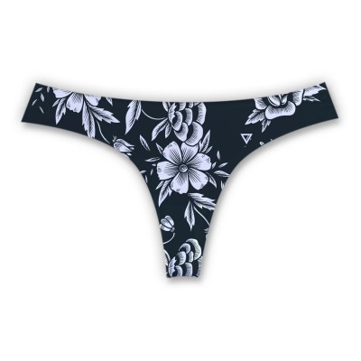 LITHE - Γυναικείο Στρινγκ Χωρίς Ραφές BLACK WHITE ROSES