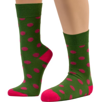 Banana Socks Fashion Πουά - Πράσινο/Ροζ