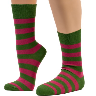 Banana Socks Fashion Ριγέ - Πράσινο/Ροζ