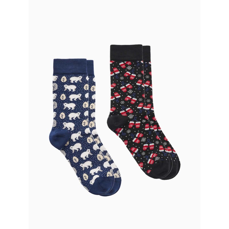 WALK - Unisex Κάλτσες Bamboo με Σχέδιο Christmas Gift Box 2 Ζεύγη