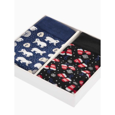 WALK - Unisex Κάλτσες Bamboo με Σχέδιο Christmas Gift Box 2 Ζεύγη