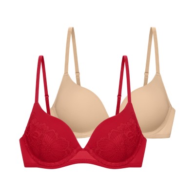 Dorina - Γυναικείο Σουτιέν Florie Push Up Plunge 2pcs PACK 1+1 Δώρο