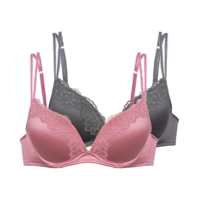 Dorina - Γυναικείο Σουτιέν Origins Shiny Micro Push Up Plunge 2pcs PACK 1+1 Δώρο