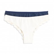 Cotonella - Γυναικεία Βαμβακερά Braziliano Σλιπ με Δαντέλα Σετ 2 Τεμαχίων