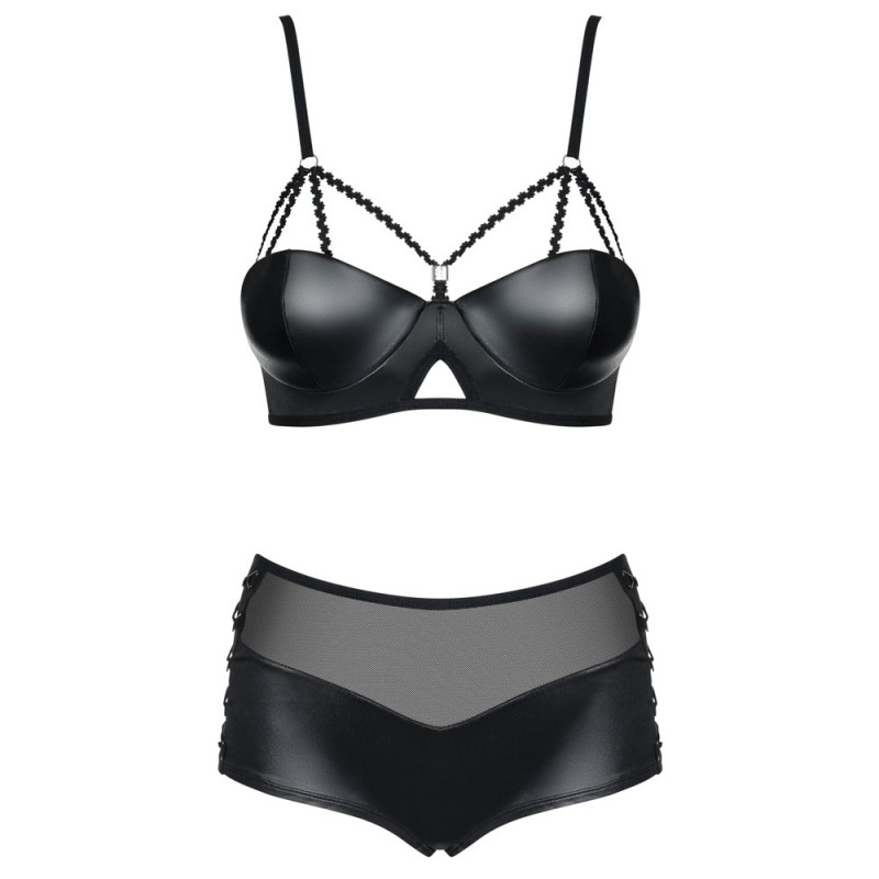 Obsessive - Leatheria Set Underwire Bra and Shorties