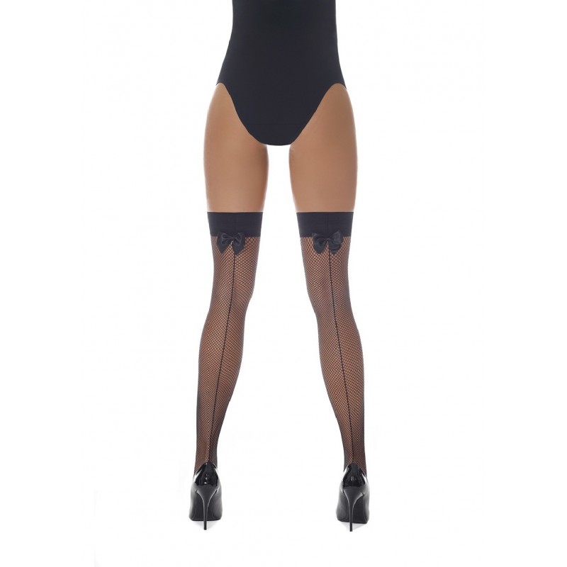 Bas Bleu - Mikaela 20 Den Γυναικεία Διχτυωτή Καλτσοδέτα με Φιόγκο και Διακοσμητική Ραφή