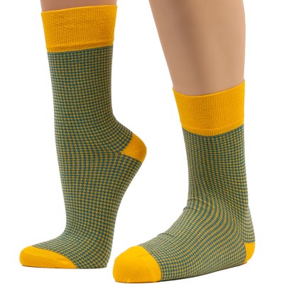 Banana Socks Fashion Pied De Poule - Κίτρινο
