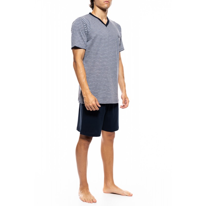 Ulisse Ανδρική Καλοκαιρινή Πυτζάμα - Stripe V-Neck Ulisse Ανδρική Καλοκαιρινή Πυτζάμα - Stripe V-Neck