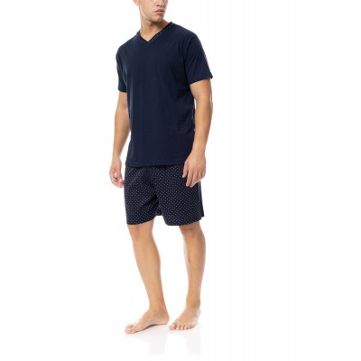 Ulisse Ανδρική Καλοκαιρινή Πυτζάμα V-Neck Yacht Blue Plus Size 3XL