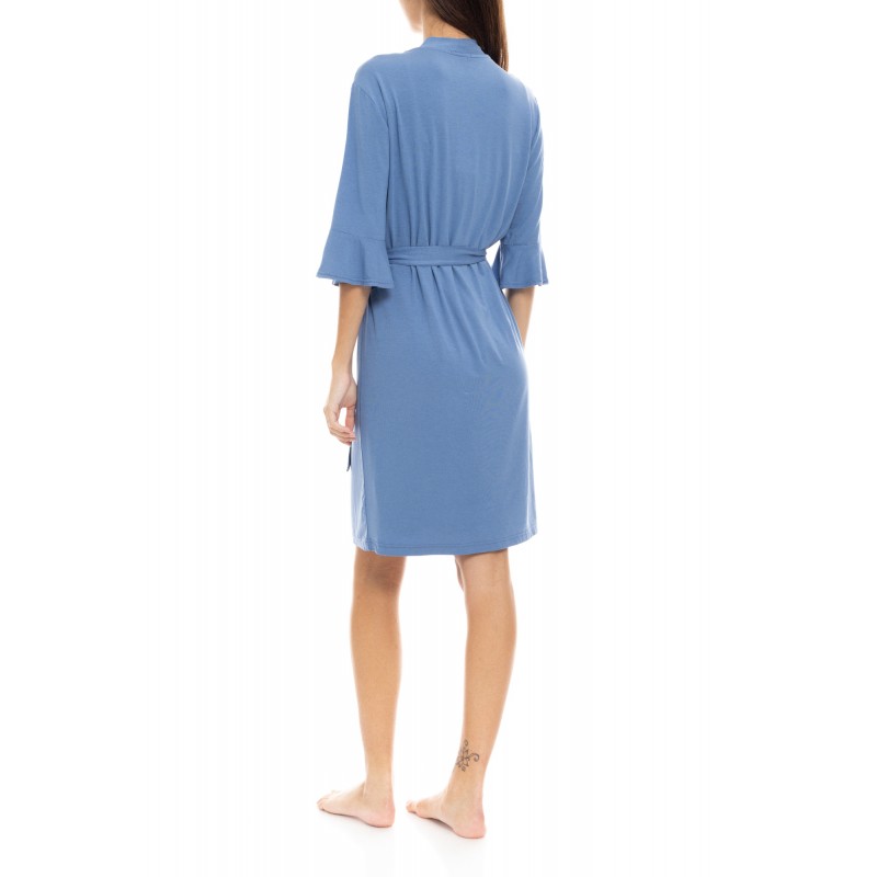 Pink Label - Γυναικεία Καλοκαιρινή Ρόμπα Solid Nos Cosmos Blue