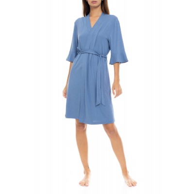 Pink Label - Γυναικεία Καλοκαιρινή Ρόμπα Solid Nos Cosmos Blue