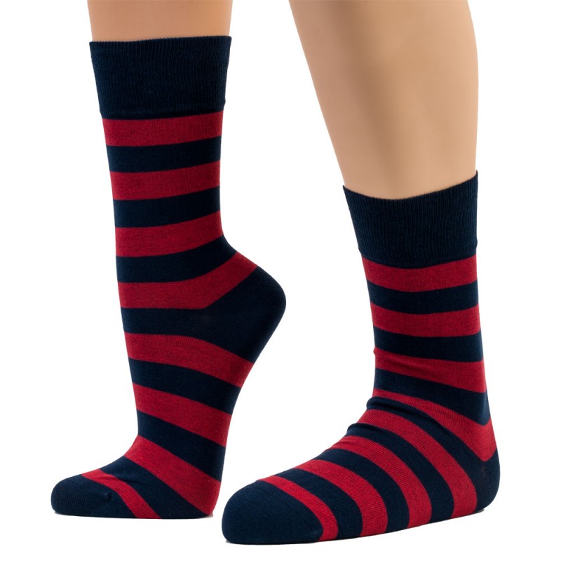 THE BUS - Unisex Κάλτσες Fashion Stripes Μπλε Κόκκινο