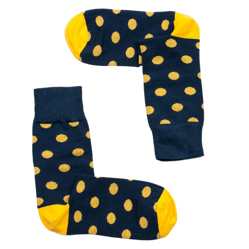 THE BUS - Unisex Κάλτσες Fashion Dots Μπλε Κίτρινο