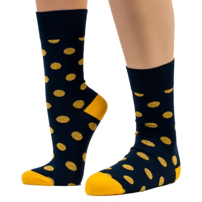 THE BUS - Unisex Κάλτσες Fashion Dots Μπλε Κίτρινο