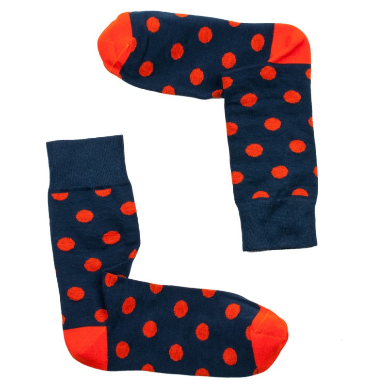 THE BUS - Unisex Κάλτσες Fashion Dots Μπλε Πορτοκαλί