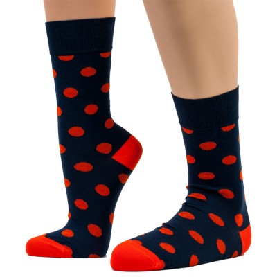 THE BUS - Unisex Κάλτσες Fashion Dots Μπλε Πορτοκαλί