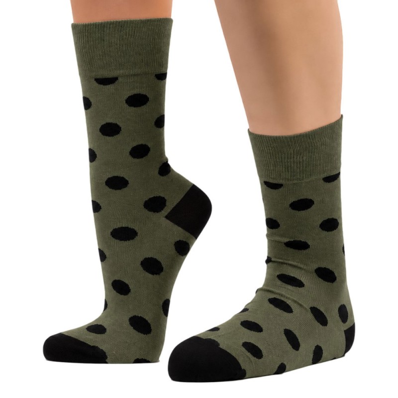 THE BUS - Unisex Κάλτσες Fashion Dots Χακί Μαύρο