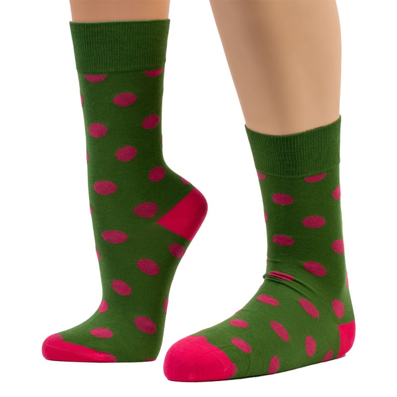 THE BUS - Unisex Κάλτσες Fashion Dots Πράσινο Ροζ