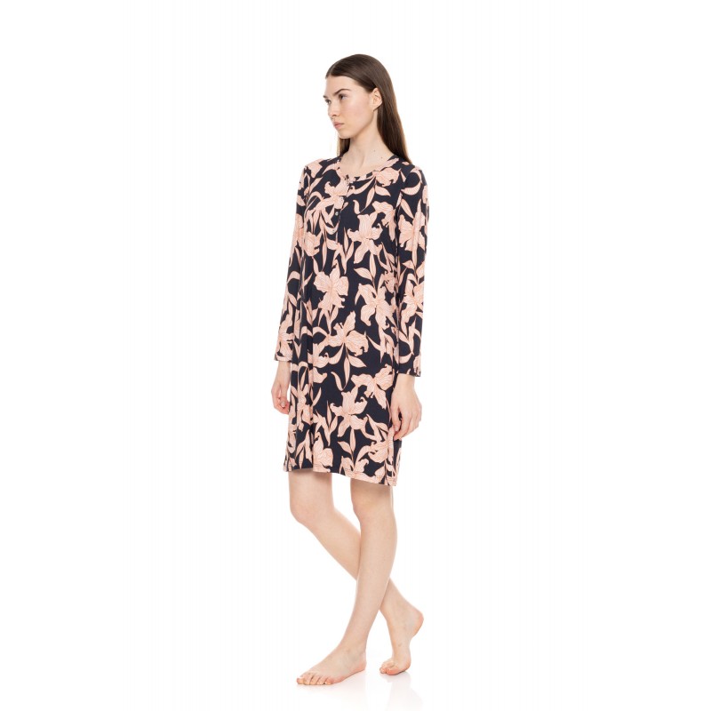 Pink Label - Γυναικείο Χειμερινό Νυχτικό με Πατιλέτα Orange Leaf