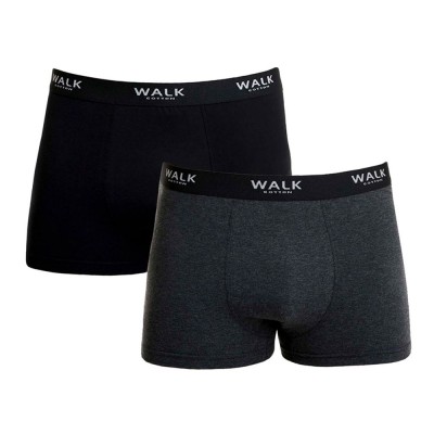 WALK - Ανδρικά Βαμβακερά Boxer με Ανάγλυφο Λάστιχο - Σετ 2ΤΕΜ