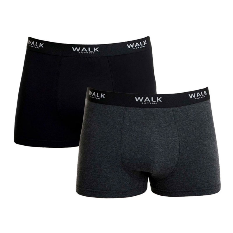 WALK - Ανδρικά Βαμβακερά Boxer με Ανάγλυφο Λάστιχο - Σετ 2ΤΕΜ