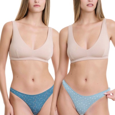 WALK - Γυναικείο Thong Bamboo με Σχέδιο SUNKISSED Σετ 2 Τεμαχίων