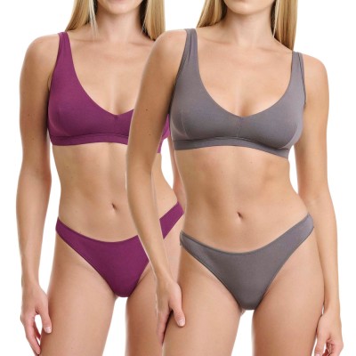 WALK - Γυναικεία Σλιπ Brazilian Rio από Bamboo Μονόχρωμα Σετ 2 Τεμαχίων