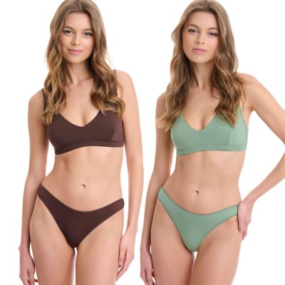 Walk - Γυναικεία Brazilian Rio Bamboo Μονόχρωμα Σετ 2 Τεμαχίων