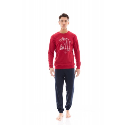 WN-M122 - Bordo - PIJAMA T-SHIRT SKI NOS- (WN-M122)